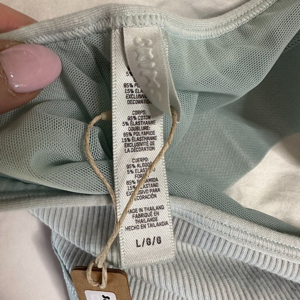 SKIMS Cotton Rib Scoop Bralette Frost Limited Edition Large NEW - Picture 6 of 7